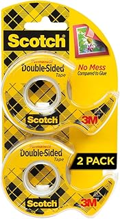 Scotch Double Sided Tape, Permanent, 1/2 in x 400 in, 2 Dispensers/Pack (137DM-2)