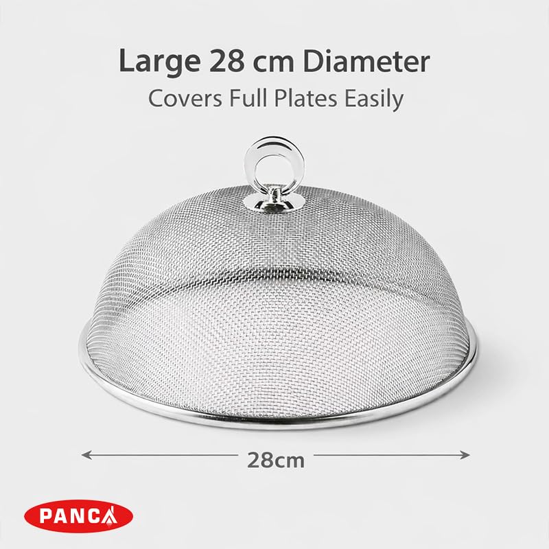 PANCA Metal Mesh Food Cover Dome 28 cm | Fly & Mosquito Proof Plate Serving Cover | Kitchen Accessories | Reusable Net Jali with Fine Steel Mesh | Picnic, Outdoor Dining & Home Use 4