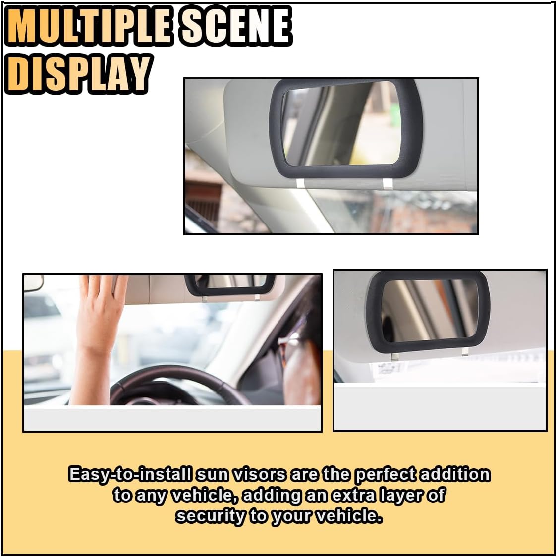 Car Sun Visor Vanity Mirror, Universal HD Travel Makeup Mirror, Clip-on Sun-Shading Cosmetic, Deluxe Car Travel Interior for Women & Men, Rear View for Car Truck SUV