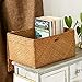 DOKOT Rectangular Handwoven Seagrass Storage Basket with Lid for Shelves and Home Organizer Bin, (M (12
