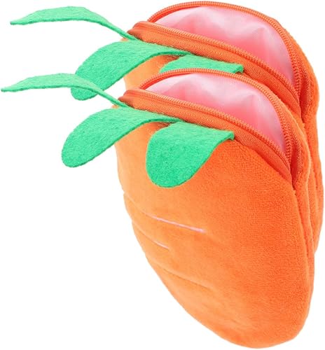 TOVINANNA 2pcs Cute Carrot Coin Purse Zipper Wallet Mini Cartoon Small Coin Hold