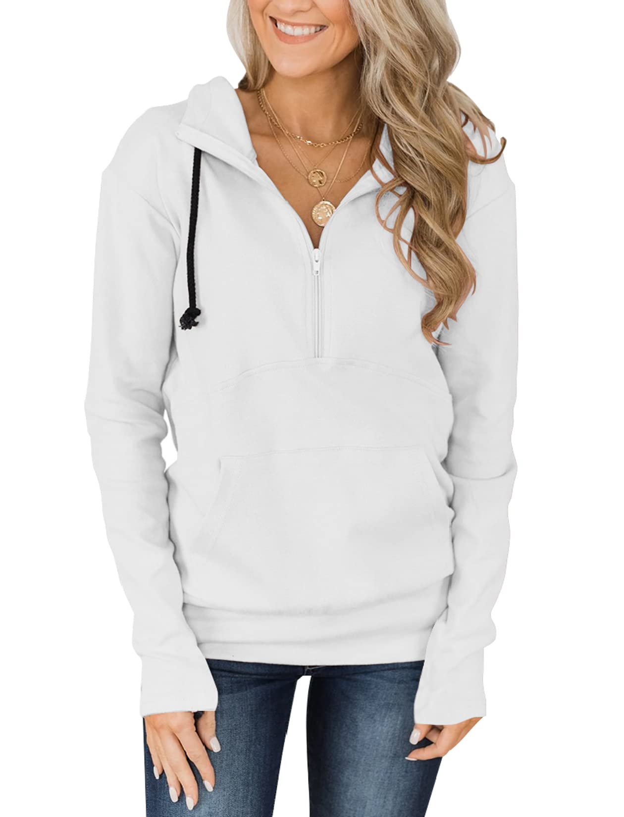 Fallorchid Womens Long Sleeve Tops Quarter zip Pullover Hoodies Casual Sweatshirts with Pocket