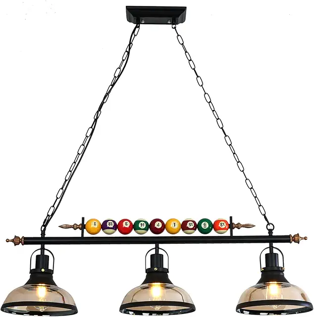 Retro Industrial Pendant Light - Black Wrought Iron Pool Table Lamp
