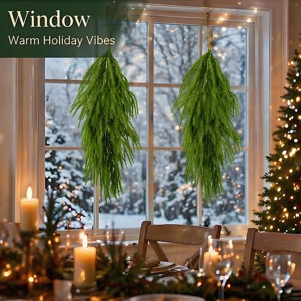 Artificial Norfolk Pine Christmas Teardrop Swag 71cm