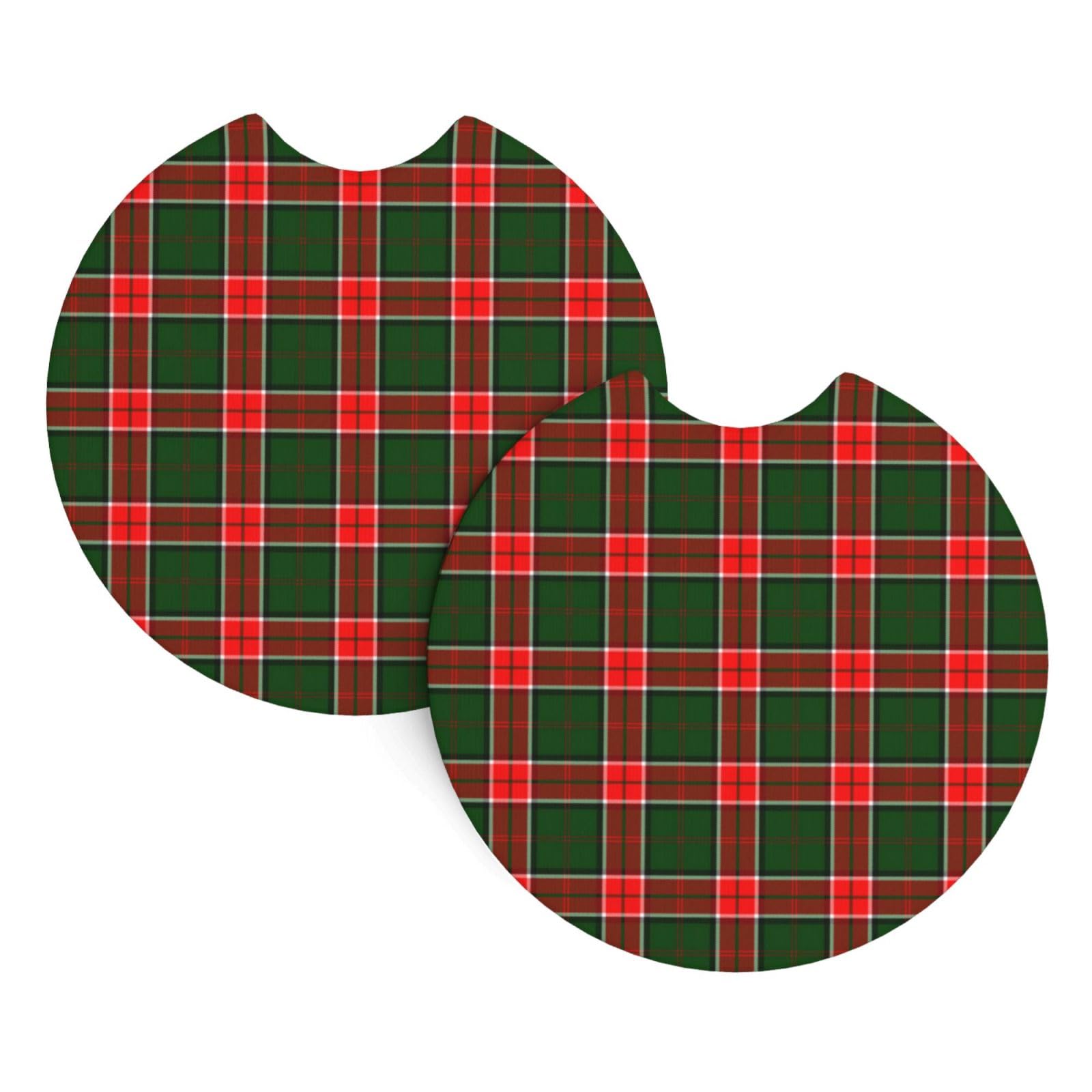Smazdfxx As Pic 2 Pack Car Cup Holder Coasters, Pollock Tartan Car Interior Pad Rubber Coaster With A Finger Notch