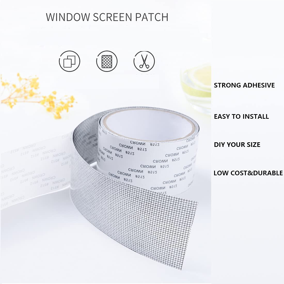 Exotic Mall Window Screen Repair Kit Tape, Strong Adhesive & Waterproof Fiberglass Covering Mesh Tape for Covering Window Door Tears Holes Screen Patch Repair Kit (1ps/Multicolour) 2