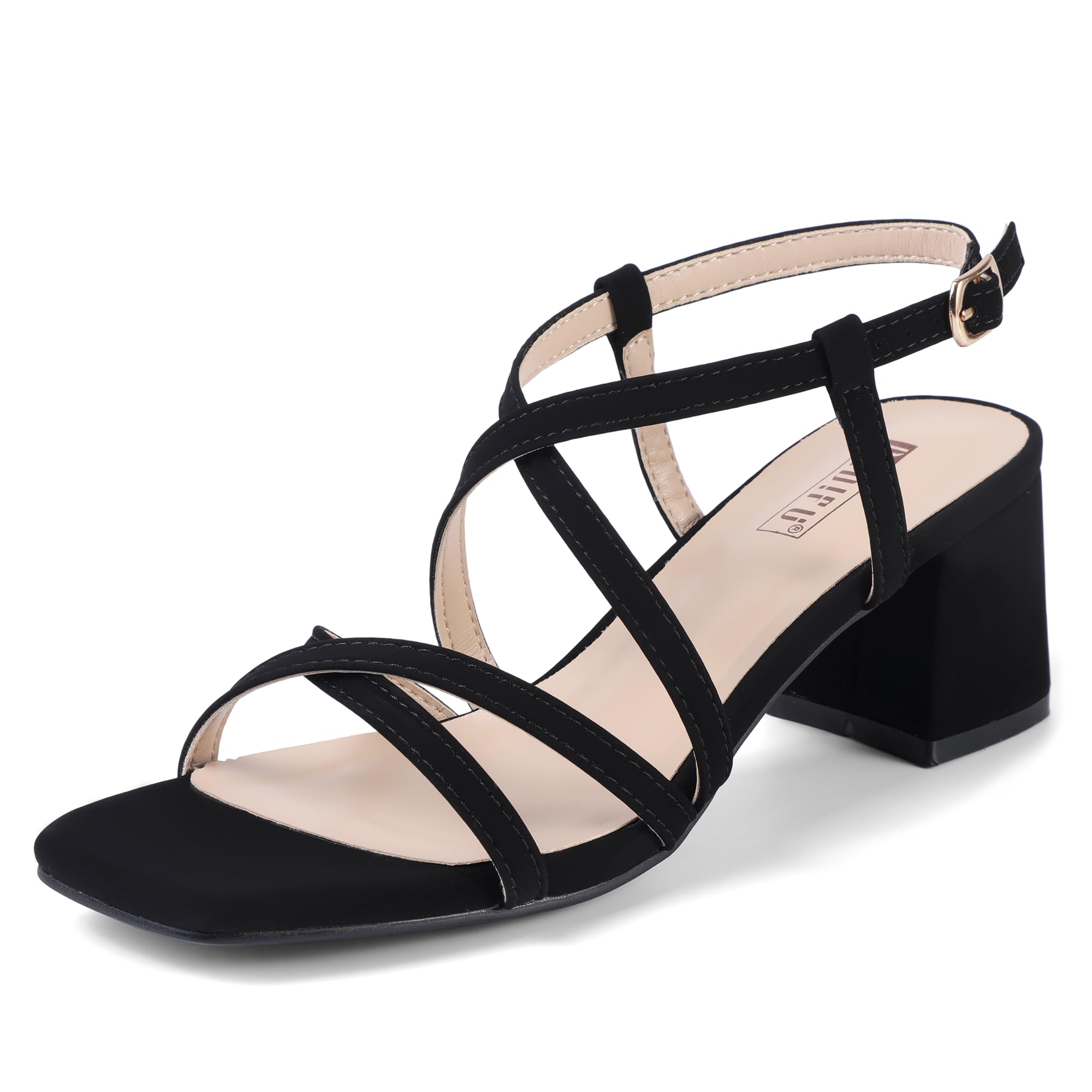 IDIFU Low Block Square Toe 2 inch Heels Sandals