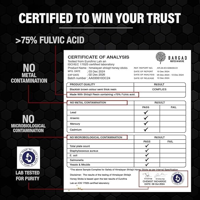 Miniatura 2 de BARGAD Palitos de shilajit puro del Himalaya con miel orgánica y azafrán (7 unidades)  Paquete de 2 sabores (natural, canela)  Aumenta la energía y