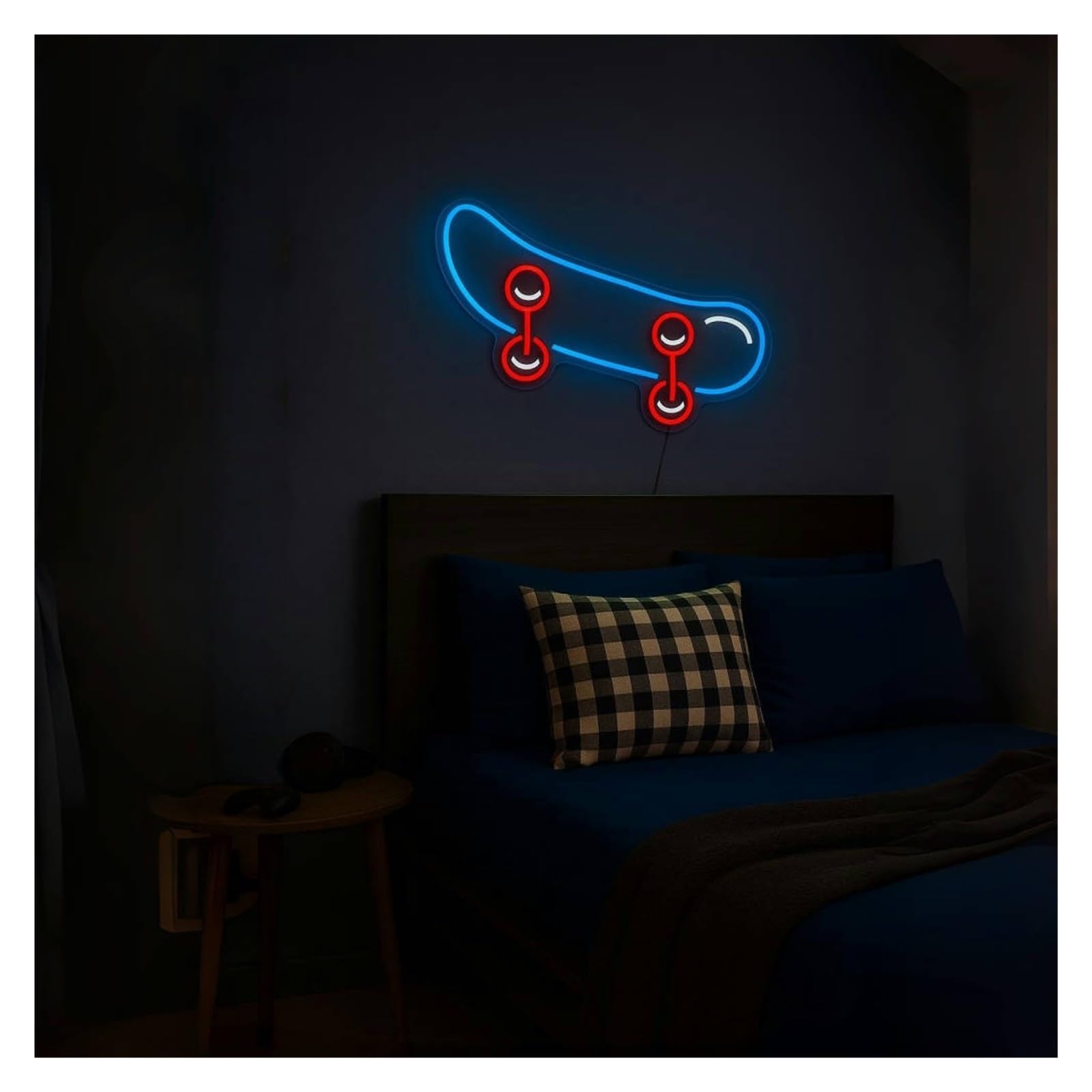 Shouxi C Sign Lamp Skateboard Neon Sign, Suitable For Skater Room Or Studio Decor With Dimmable 51Cm