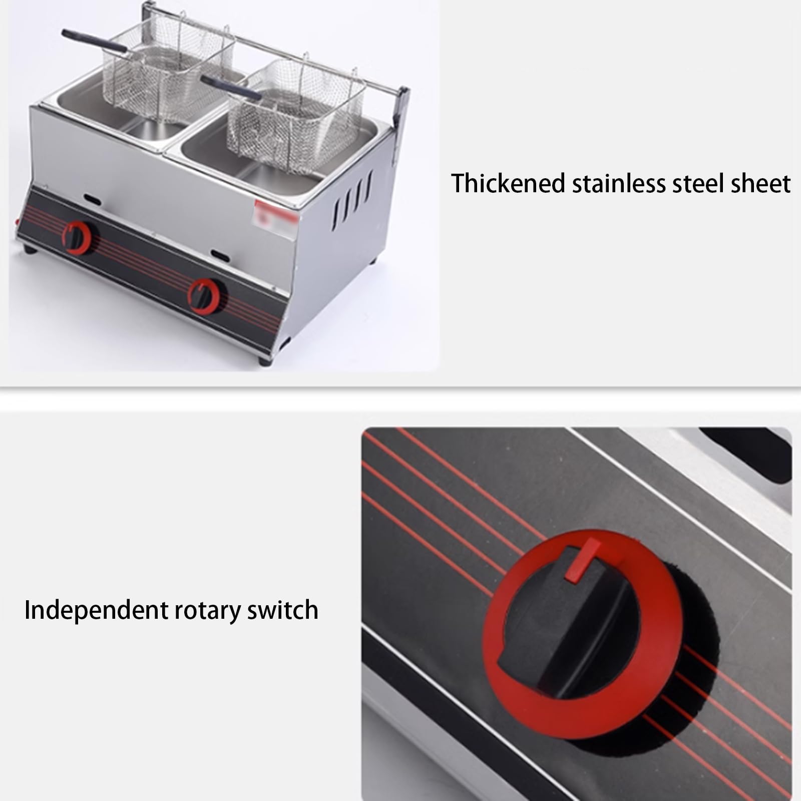 Freidora Comercial, freidora Industrial para hostelería, freidora con Filtro de Aceite, freidora a Gas, para Papas Fritas, Restaurante, hogar, Cocina