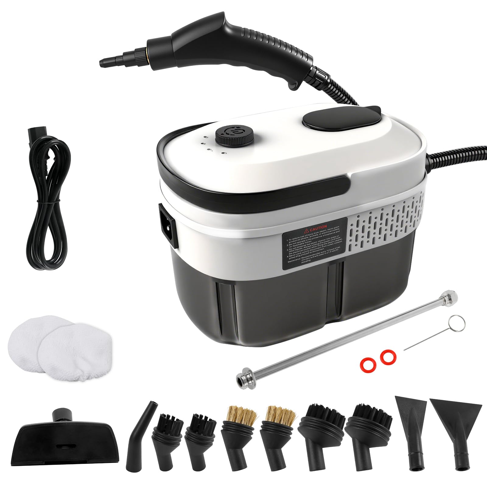 Pulitore a vapore portatile, 2500 W, pulitore a vapore ad alta pressione per casa, serbatoio dell'acqua da 1,6 l, pulitore a vapore regolabile a 3 livelli per finestre della cucina auto