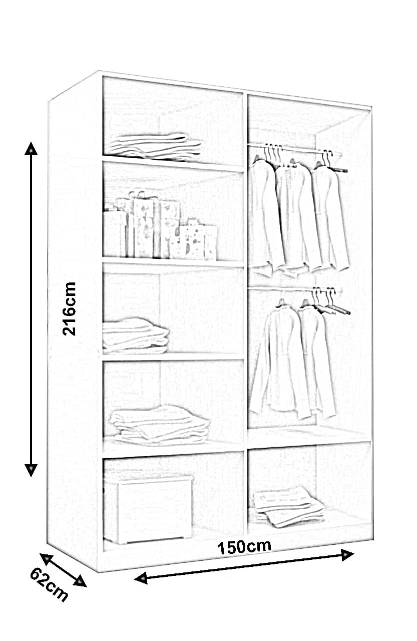 Milan Modern Double Full Mirror Sliding Door Wardrobe With