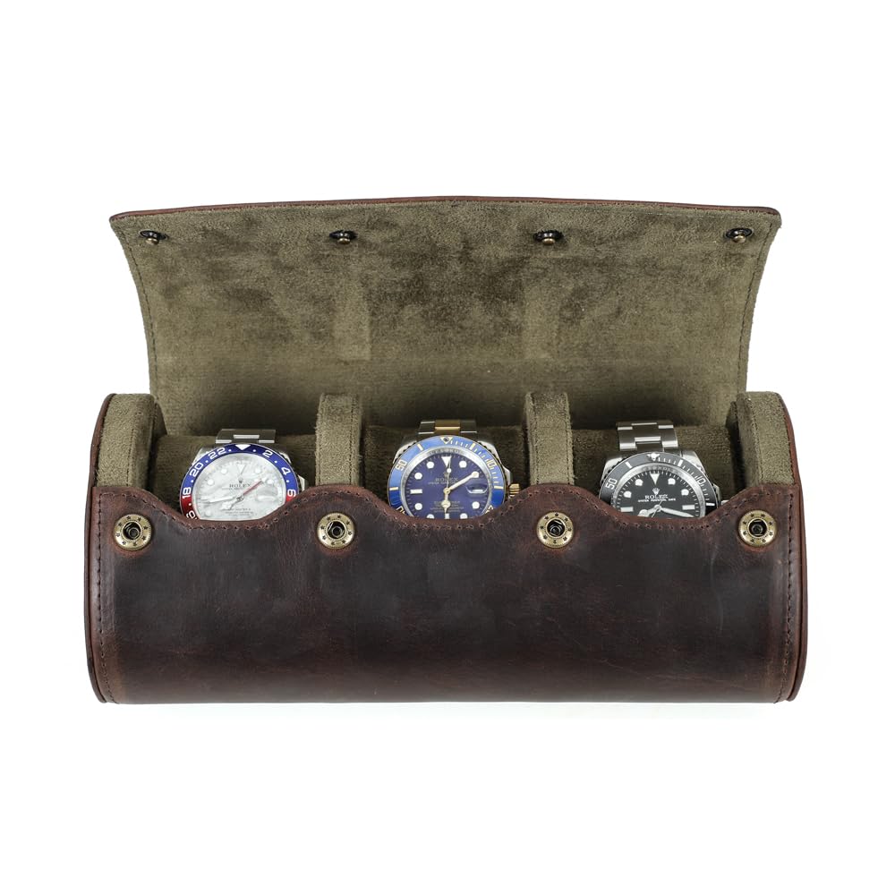 CONTACTS FAMILY Watch Case Genuine Leather for 3 Watches Box Egg-shaped Design Travel Watch Organizer Case(Coffee) (B0D12NY9KT) Amazon Price History, Amazon Price Tracker