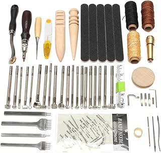 DIY Leather Craft Tool Kit for Hand Stitching and Sewing Repair 59pcs