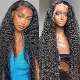 Lace Front Wigs Human Hair: 13x6 Deep Wave Lace Front Wigs Human Hair Glueless Wigs for Women 12A 180% Density HD Transparent 28 Inch Deep Curly Lace Frontal Wig Human Hair Pre Plucked with Baby Hair