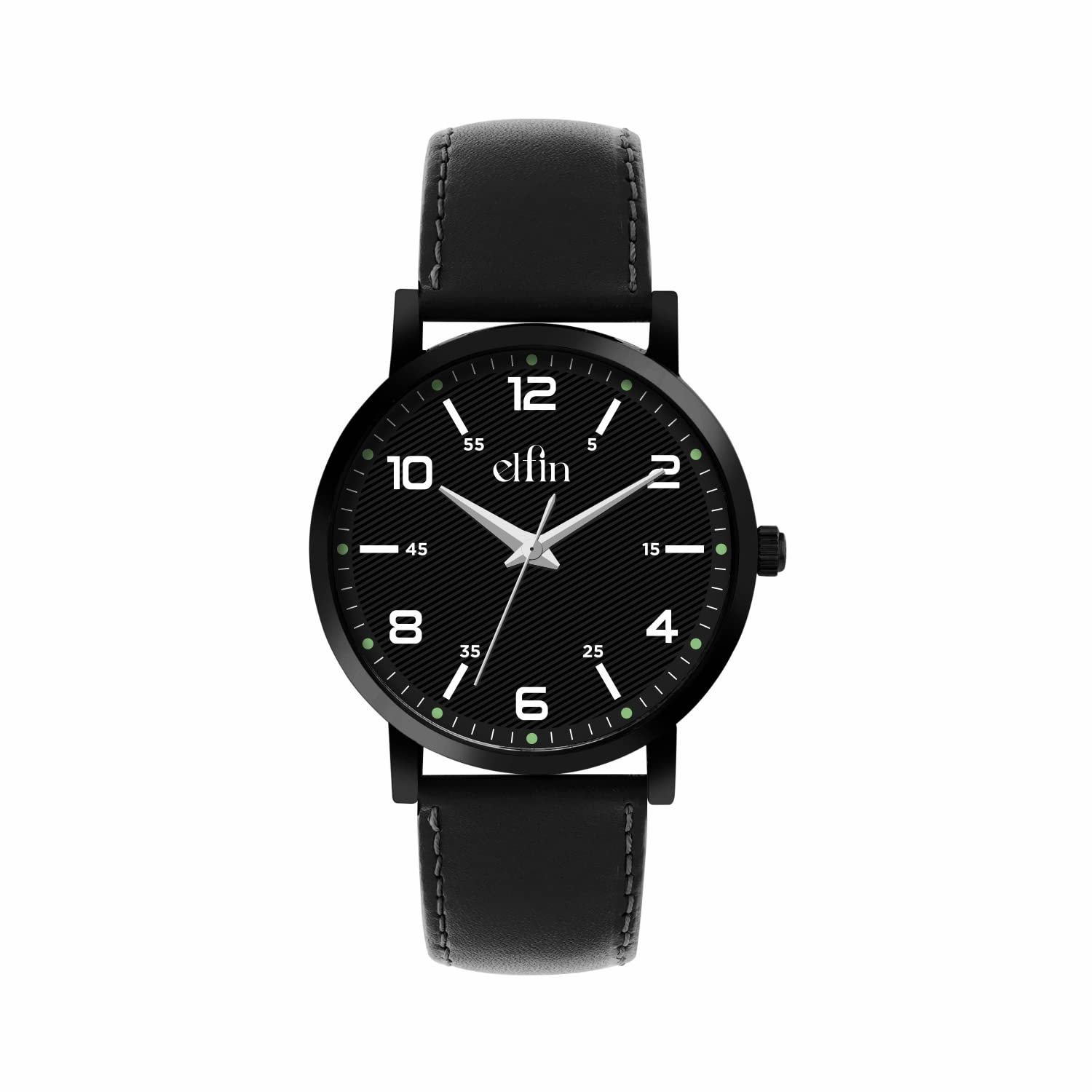 e ELFIN Sleek Analog Mens Watch with Black Leather Strap Color (B0CWH7J958) Amazon Price History, Amazon Price Tracker