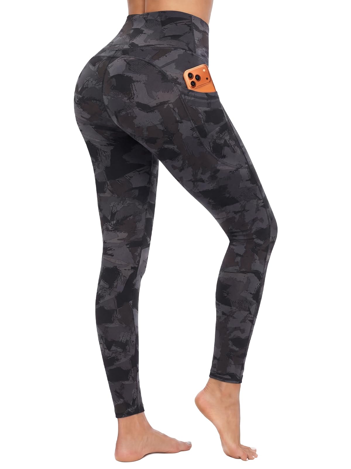 DDOBB Sport Leggings Damen Mit Taschen High Waist Sporthose | Blickdicht Sportleggins Bauchweg, Push-Up-Effekt, Lang Yogahose Laufhose für Yoga, Fitness, Joggen
