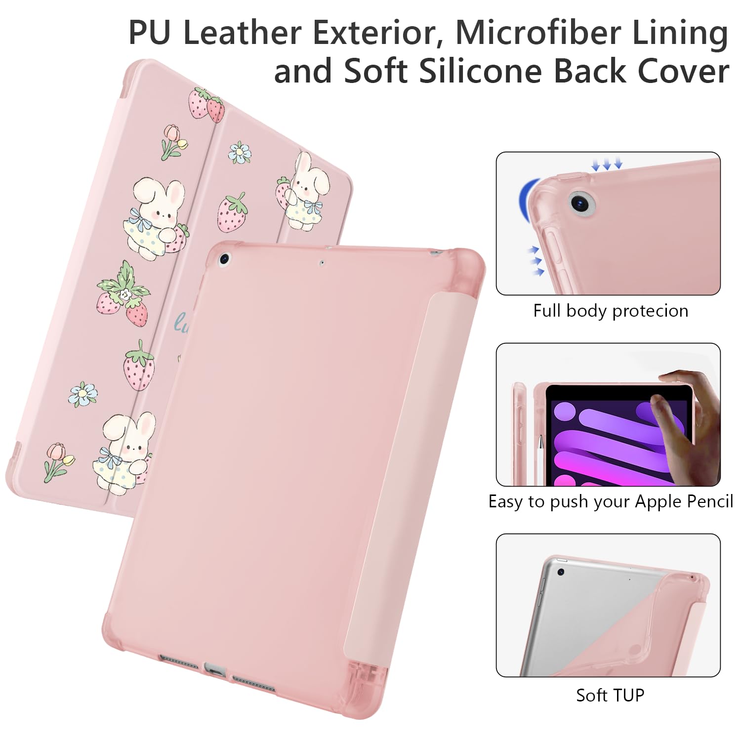 【希少、カワイイ、迅速発送】未開封 iPad ピンク Amazon.com: Cute Kawaii Bunny Strawberry for iPad Pro 13 Inch Case