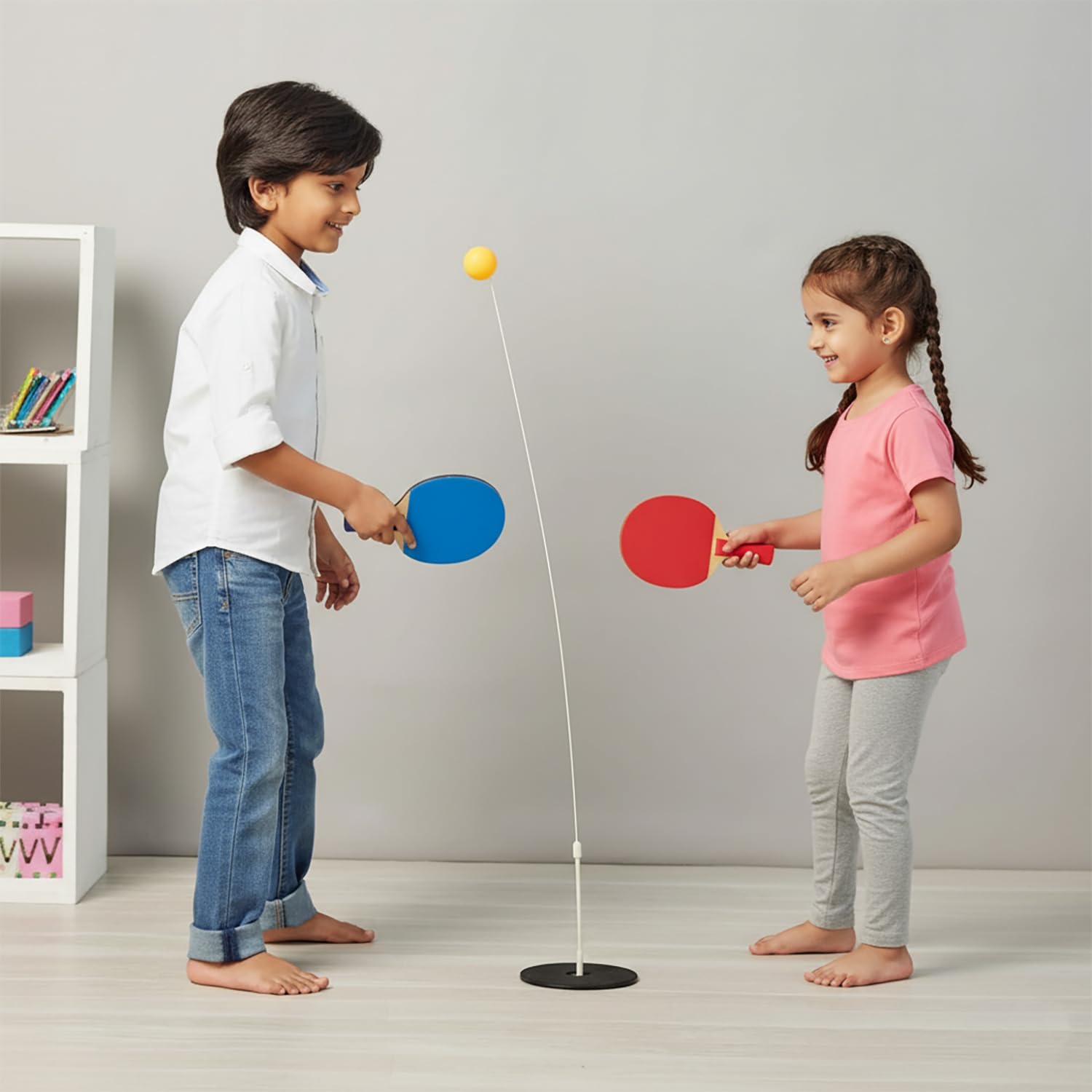 AMIFIT Kids Tennis Trainer Rebound Kit with String Ball, Portable Solo Tennis Training Tool, Tennis Rebounder for Beginners and Junior Players (Table Tennis Trainer Set)-image-20