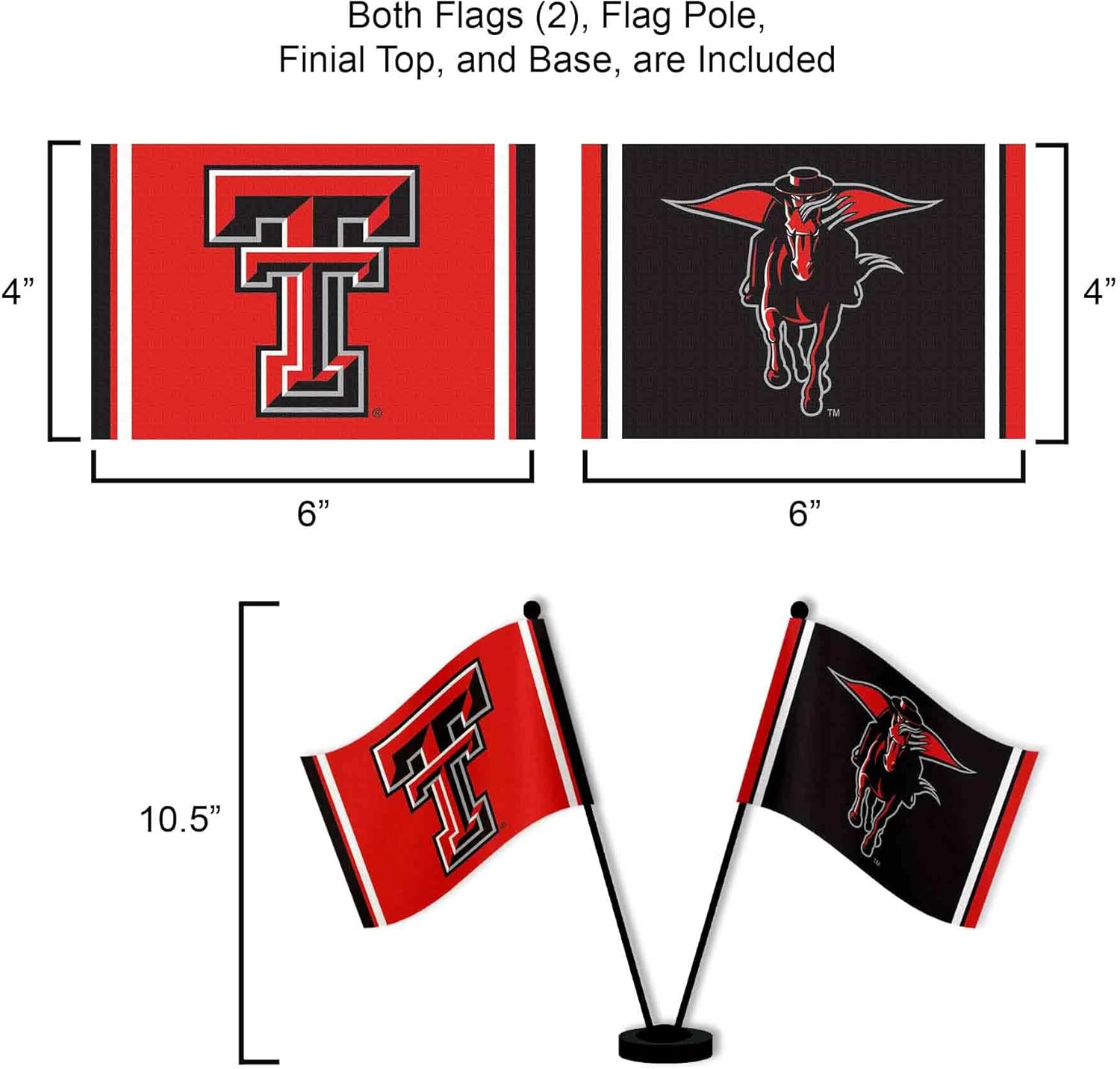 Texas Tech Red Raiders Desk and Table Top Flags - Image 3