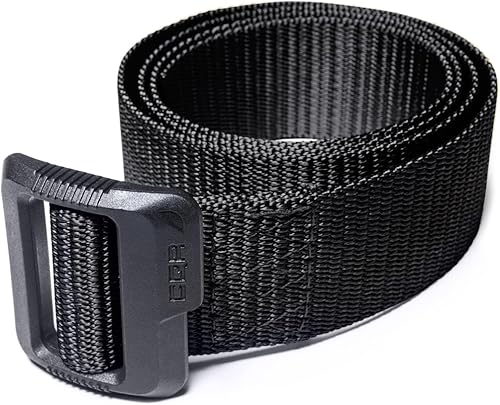 Vista 7 de CQR - cinturón táctico, cinturón resistente, estilo militar, correa de nailon, hebilla de liberación rápida. Paquete de 2 Dura Nylon Negro/Negro