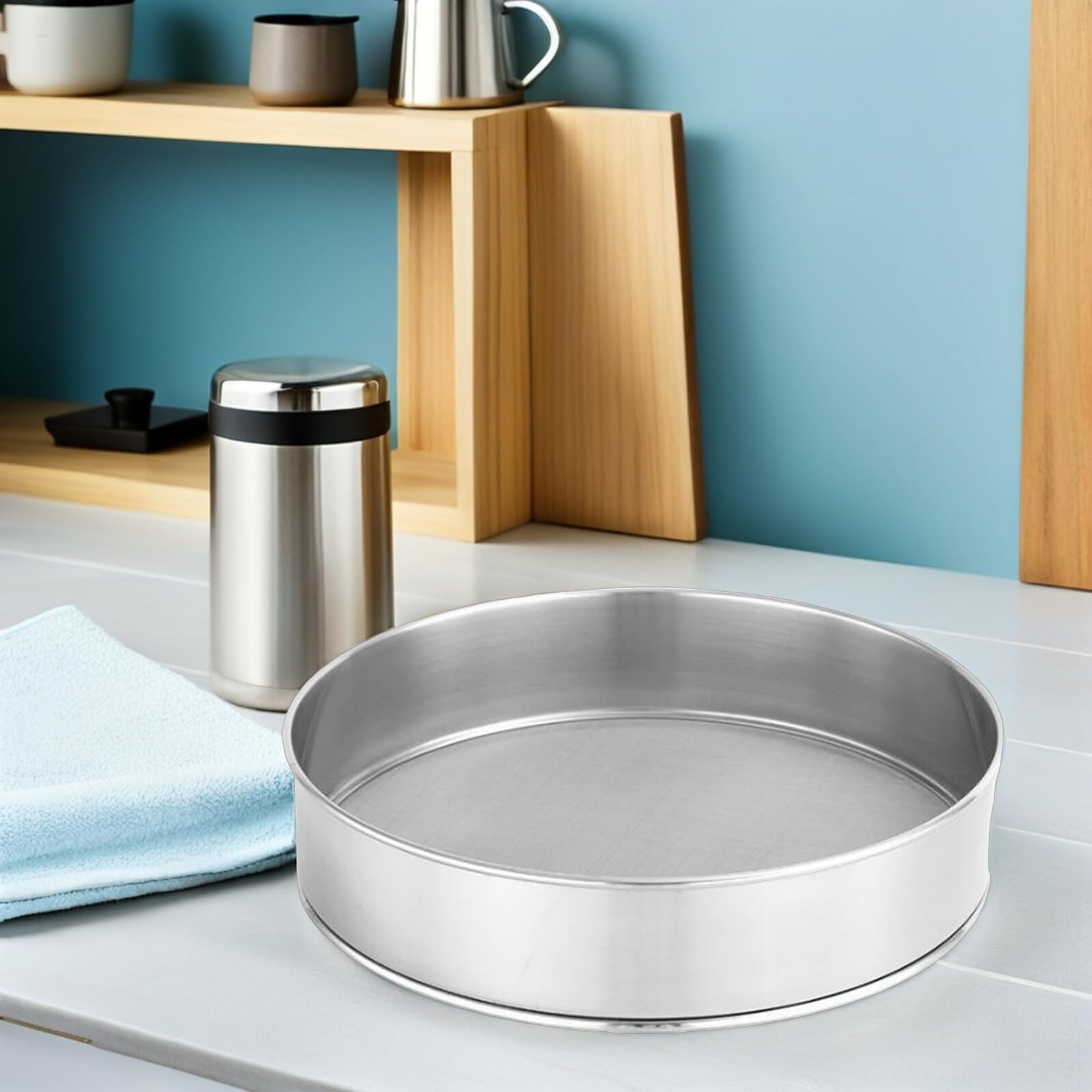 TOPBATHY Tamis À Farine INOX 30Cm Maille Fine pour Cuisine Pâtisserie Tamissage Sucre Glace Pizza Filtre De Cuisson Et Précis