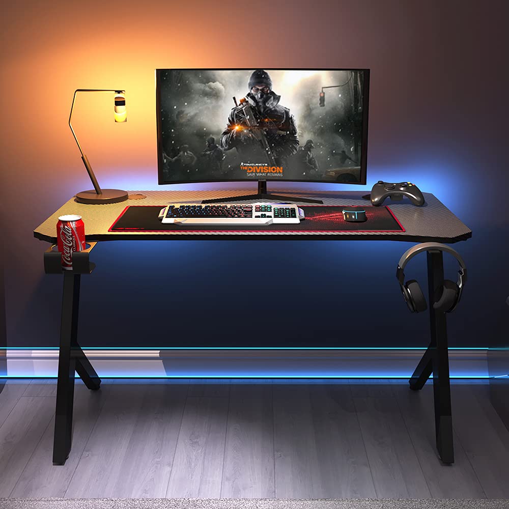 Dripex Ergonomic RShaped Gaming Desk, 43.3" R Shaped Workstation Gamer
