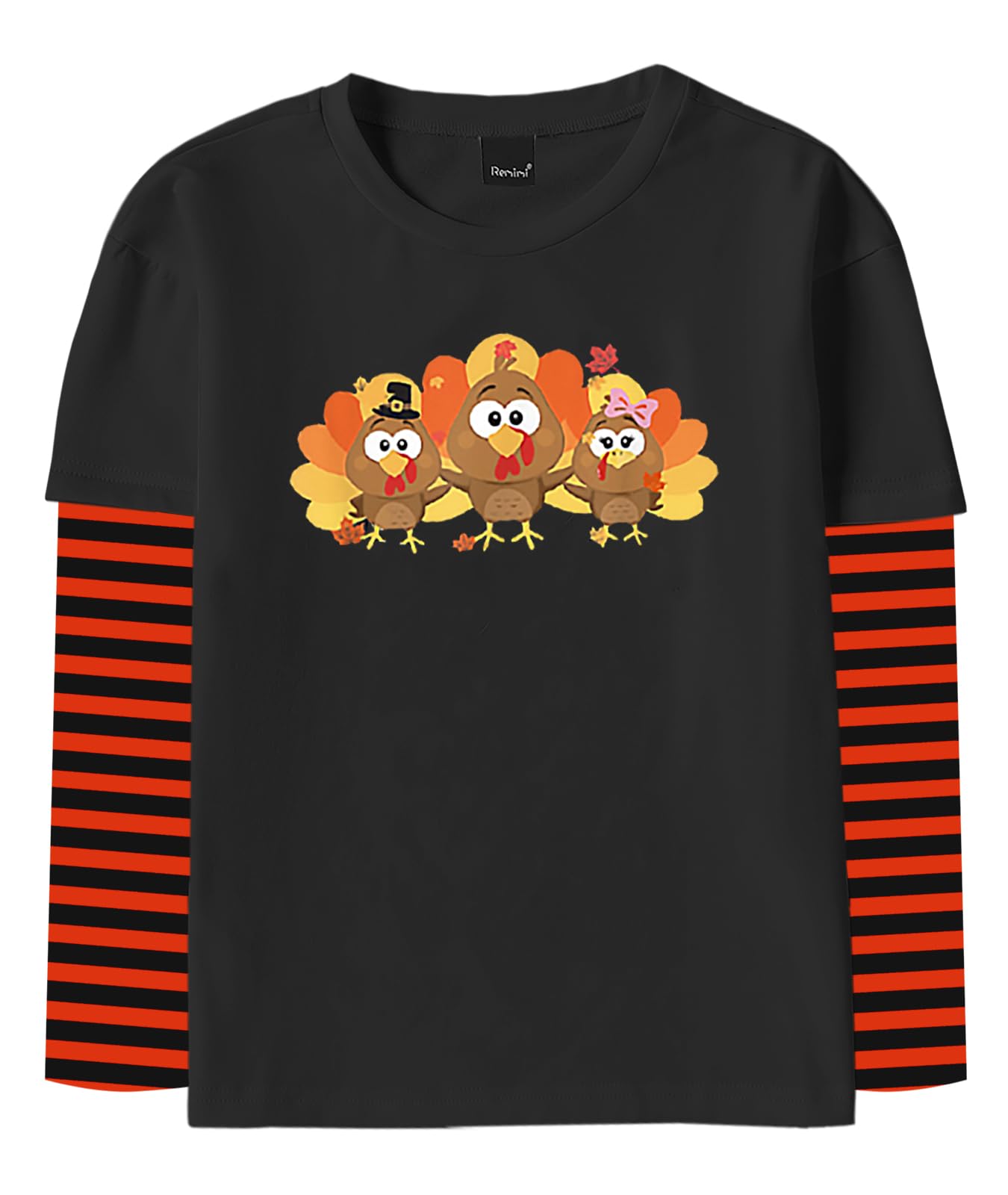 Remimi Unisex Kids Halloween Long Sleeve Shirt Holiday Stripe Shirts 2-12 Years