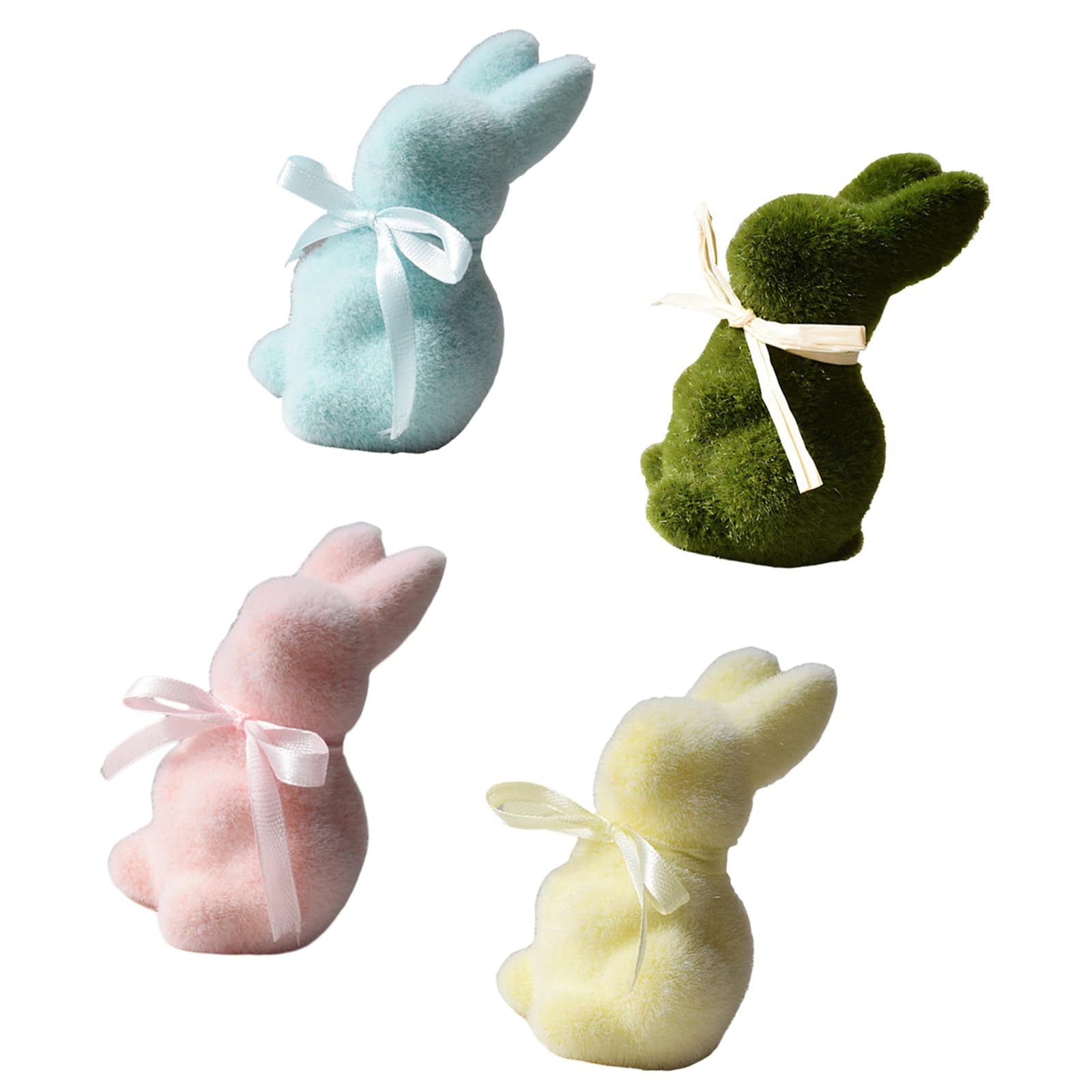 Meiliyizu Delicate Flocking Moss Rabbits Figurine Ornament Decorative for Spring Themed Parties Faux Mosses Conies