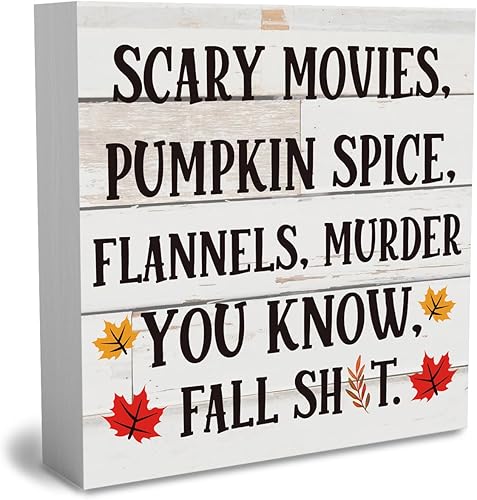 Letrero rústico de madera de Halloween para otoño, lindo letrero decorativo de madera para pared, escritorio, decoración de baño, 5 x 5 pulgadas