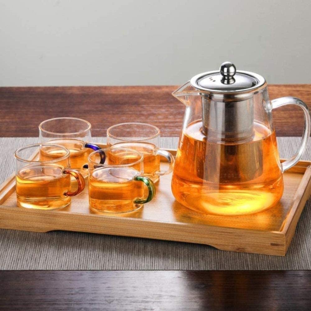 Tetera Tetera Tetera de Hierro Fundido Tetera de Vidrio Transparente con colador de infusor de Acero Inoxidable 304 y Tapa para té Suelto Vidrio de borosilicato - 950ML Accesorios para té