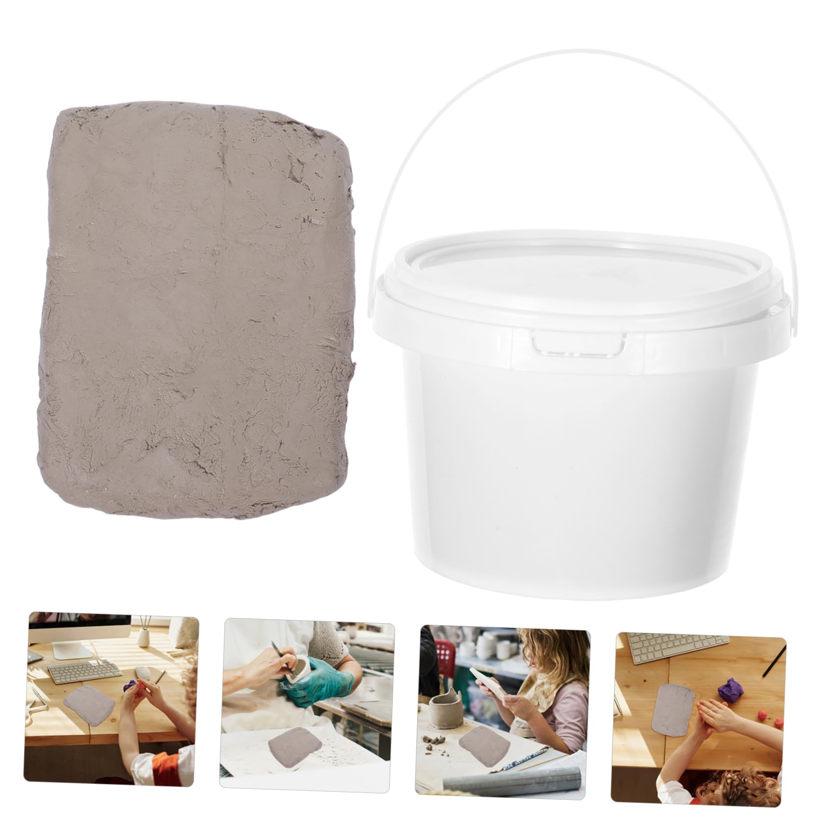 Housoutil Pasta de Modelar de Secado al Aire, Cubo de 500g, Color Blanco, para Proyectos Escolares y Creaciones, Fácil de Guardar