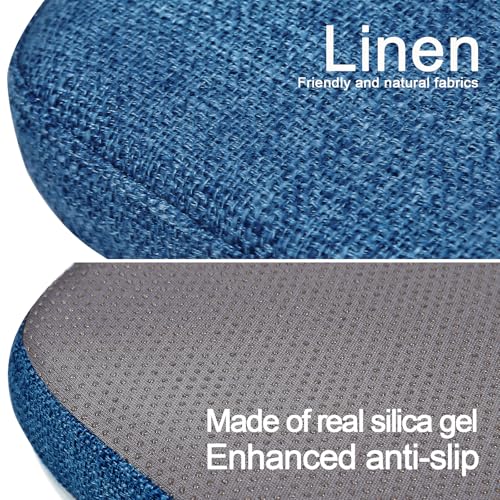 Image of BUYUE Friendly Woven Fabric Magnetic Bar Stool Cushion 1 Piece, Enhanced Anti-Slip Breathable Small Chair Seat Pad for Cafe Bistro Stackable Metal Stool (Square, Dark Blue, 1)