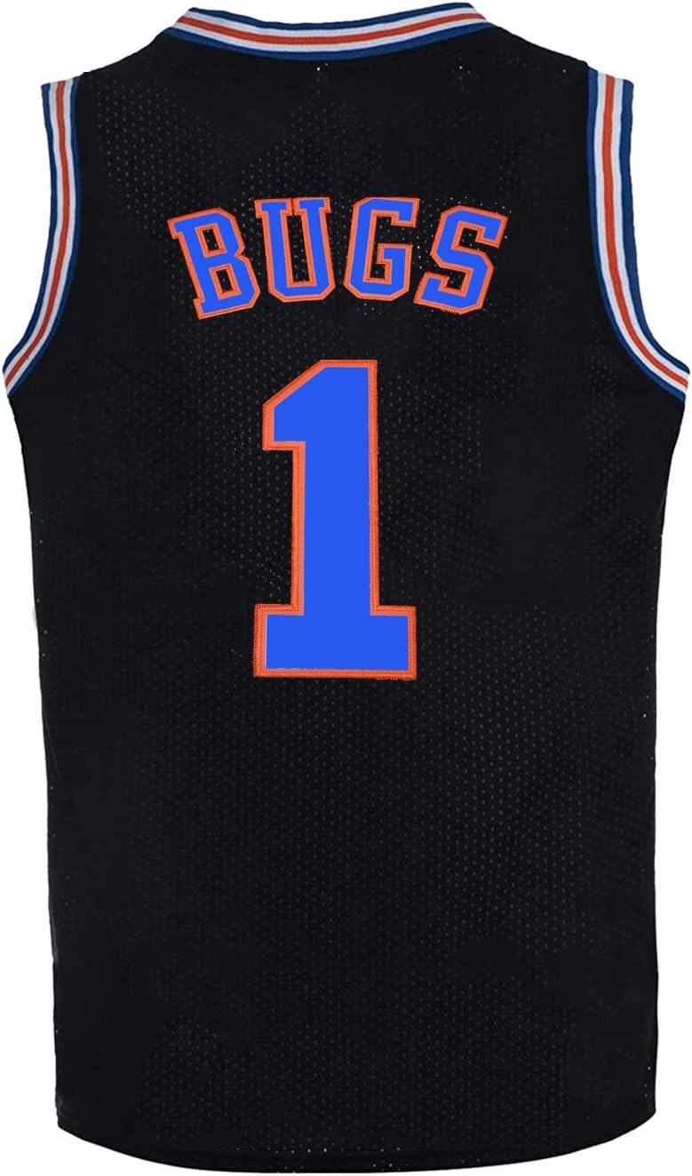BOROLINMens Basketball Jersey Bugs #1 Space Jersey White/Black