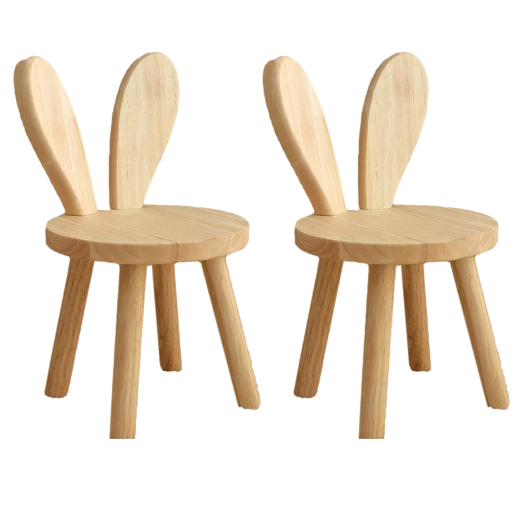 Lot de 2 petits tabourets de planche en bois avec oreilles de lapin, décoratifs pour enfants