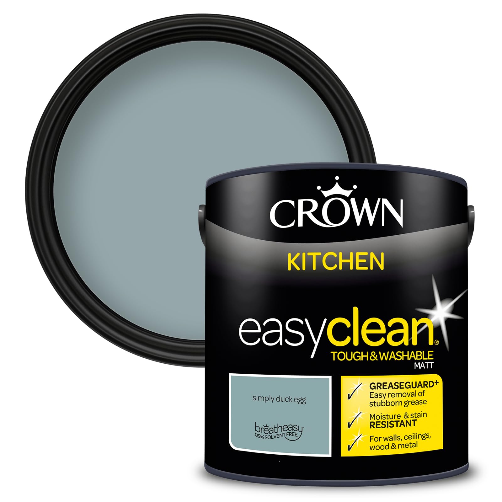 Crown Easyclean Simply Duck Egg Kitchen Matt Paint 2.5L