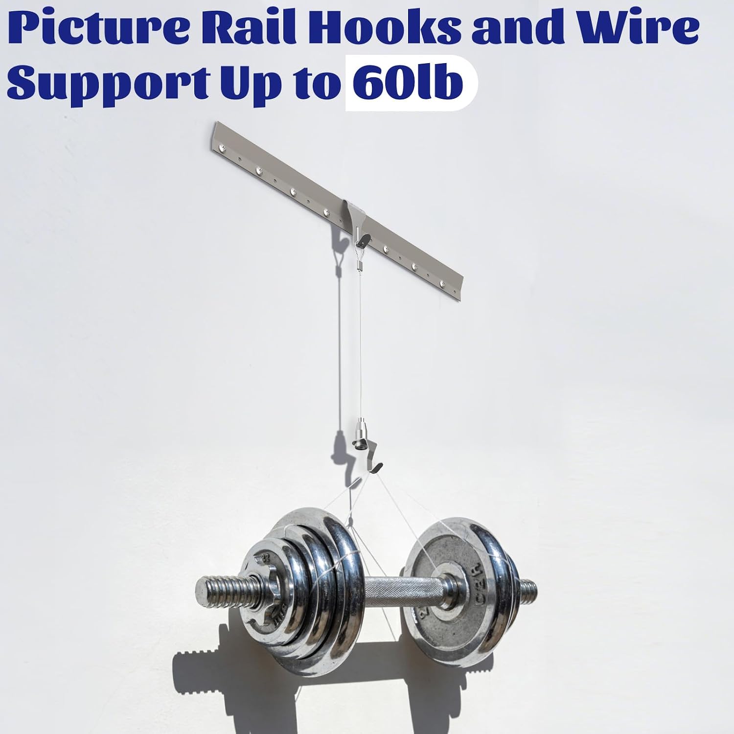 16 Pack Picture Rail Hooks and Wire,Picture Rail Hanging System with Hooks | Adjustable Wire Hooks Kit with 3ft (1 m) Length Cable with Loop