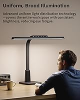Vista 8 de LED Desk Lamp for Home Office with Base, Dimmable Eye-Caring Computer Light with Memory & Timer Functions, Flexible Gooseneck Touch Control