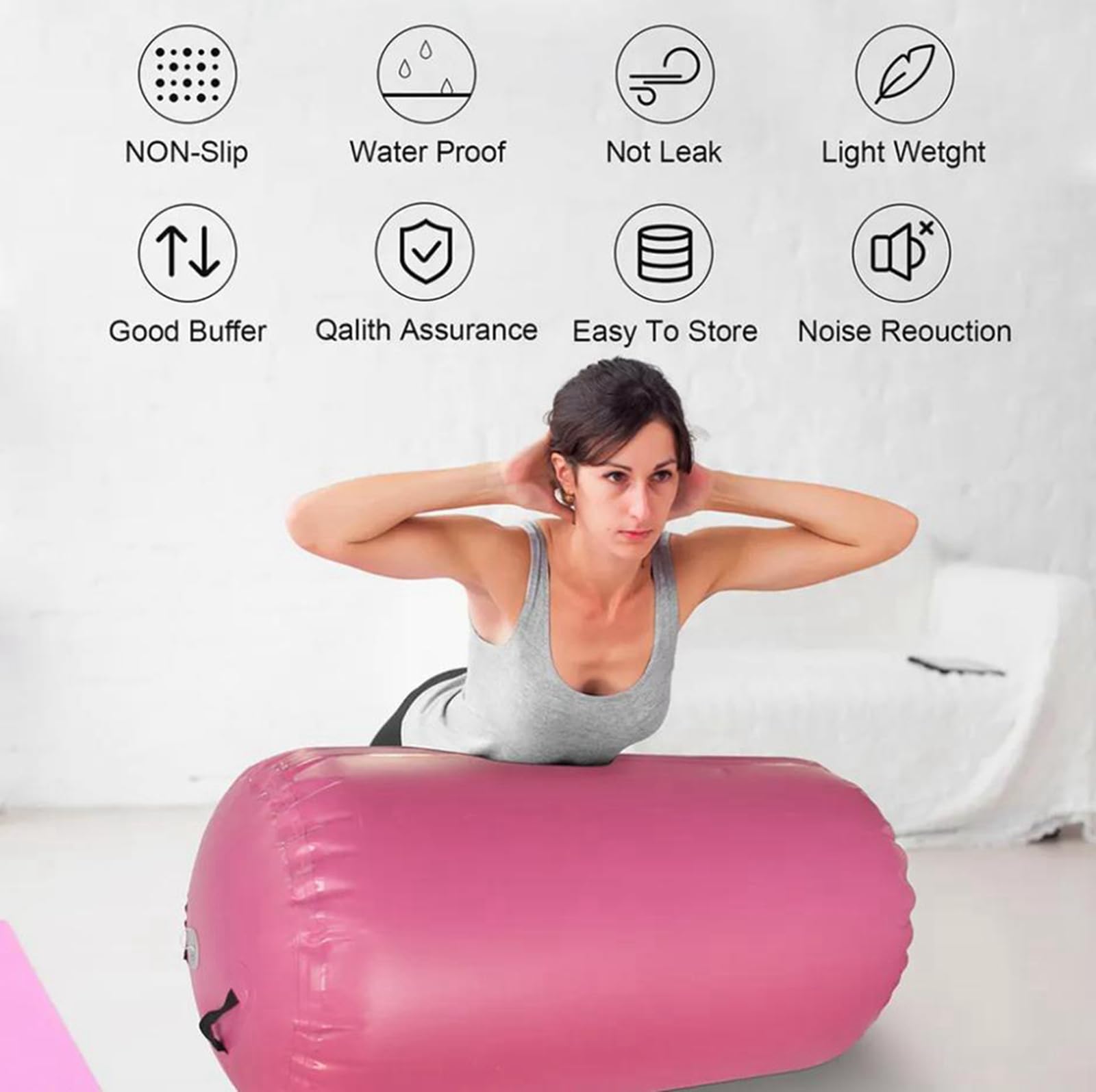 Air Track Tappetino Ginnastica Artistica 2 3 4 5 6 Metri 10/20CM Spessore Materasso Ginnastica da Casa/Yoga/Formazione/Cheerleading/Divertimento Acqua con Pompa (Rose Plus, 3M15)