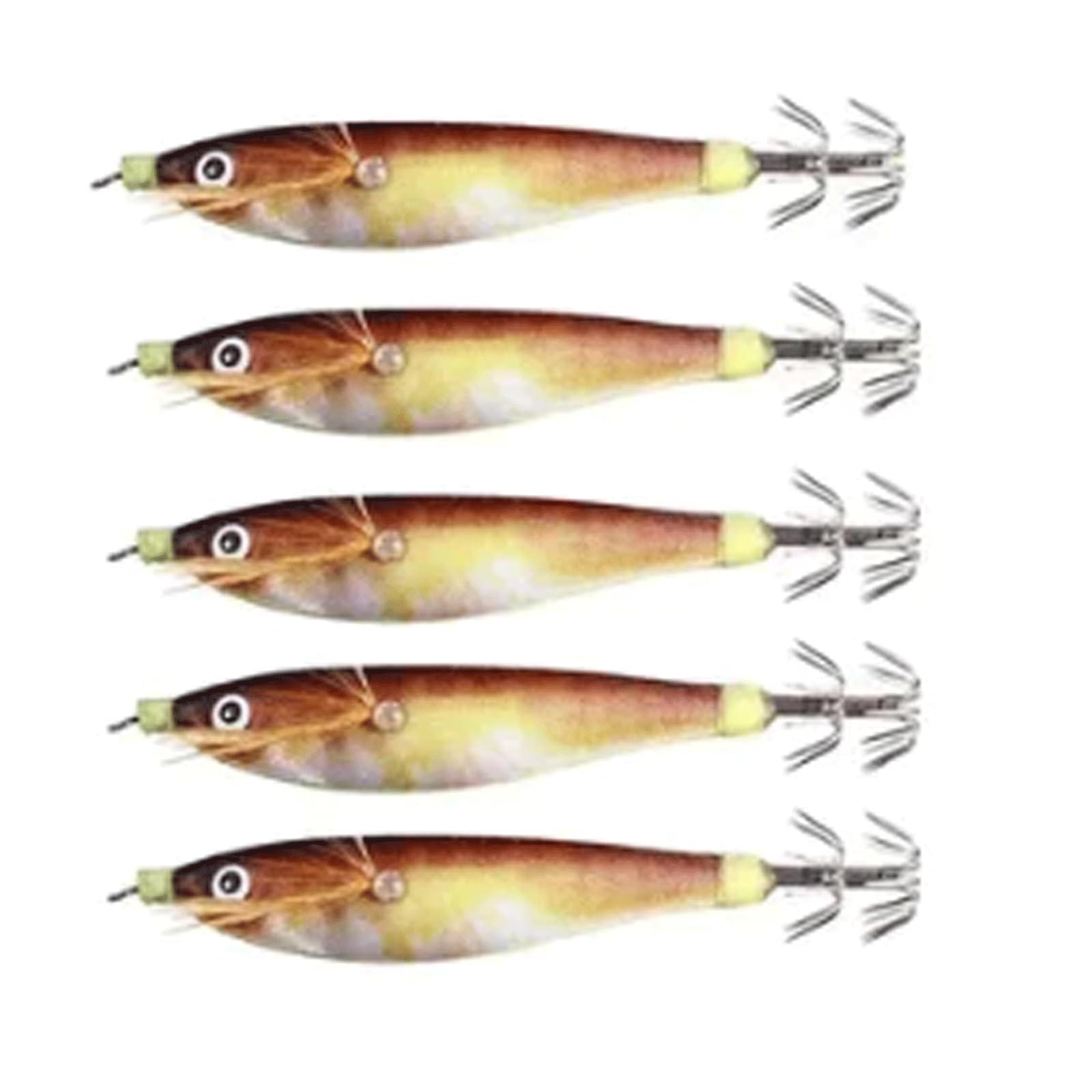 IvyLoutish Fishing Lure Bait 5 Pcs Luminous Fishing Bait Fishing Squid Jig Hook Octopus Cuttlefish Shrimp Jigging Bait for Night Fishing Fishing Tackle