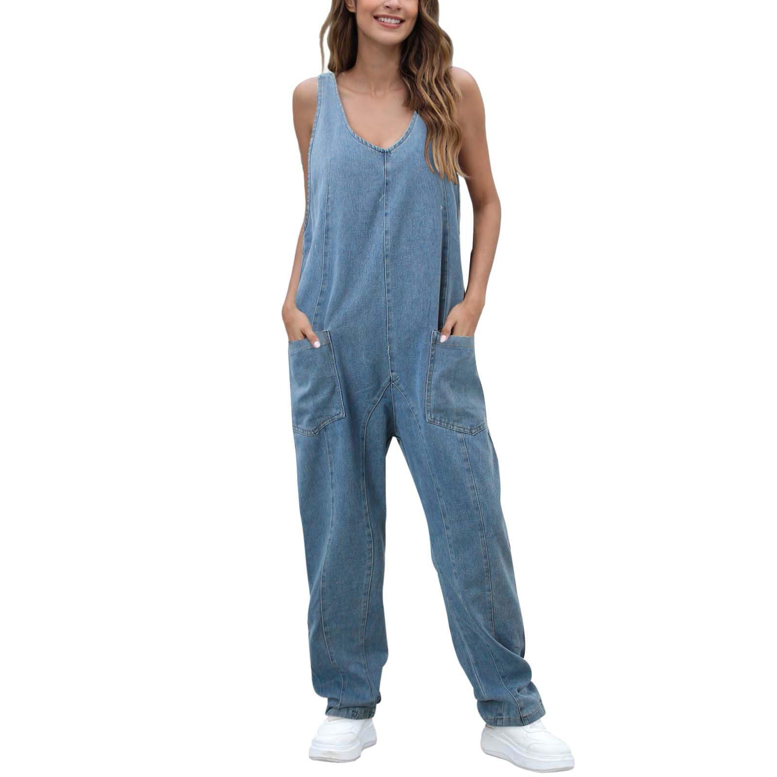 Mono Vaquero Mujer Jumpsuit Peto Largo Tejanos Algodón Invierno Casual
