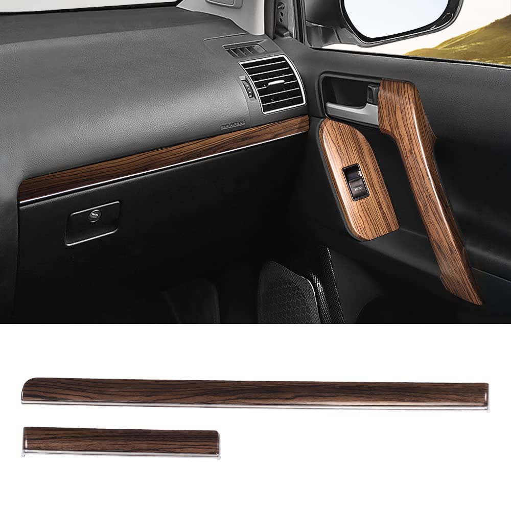 RONGSEN Wooden Texture Door Handle for Toyota Land Cruiser Prado 150 Window Lifting Panel Lc150 2010-2022 Interior Design Upgrade Accessories Fj150 Armrest (Dark Color)