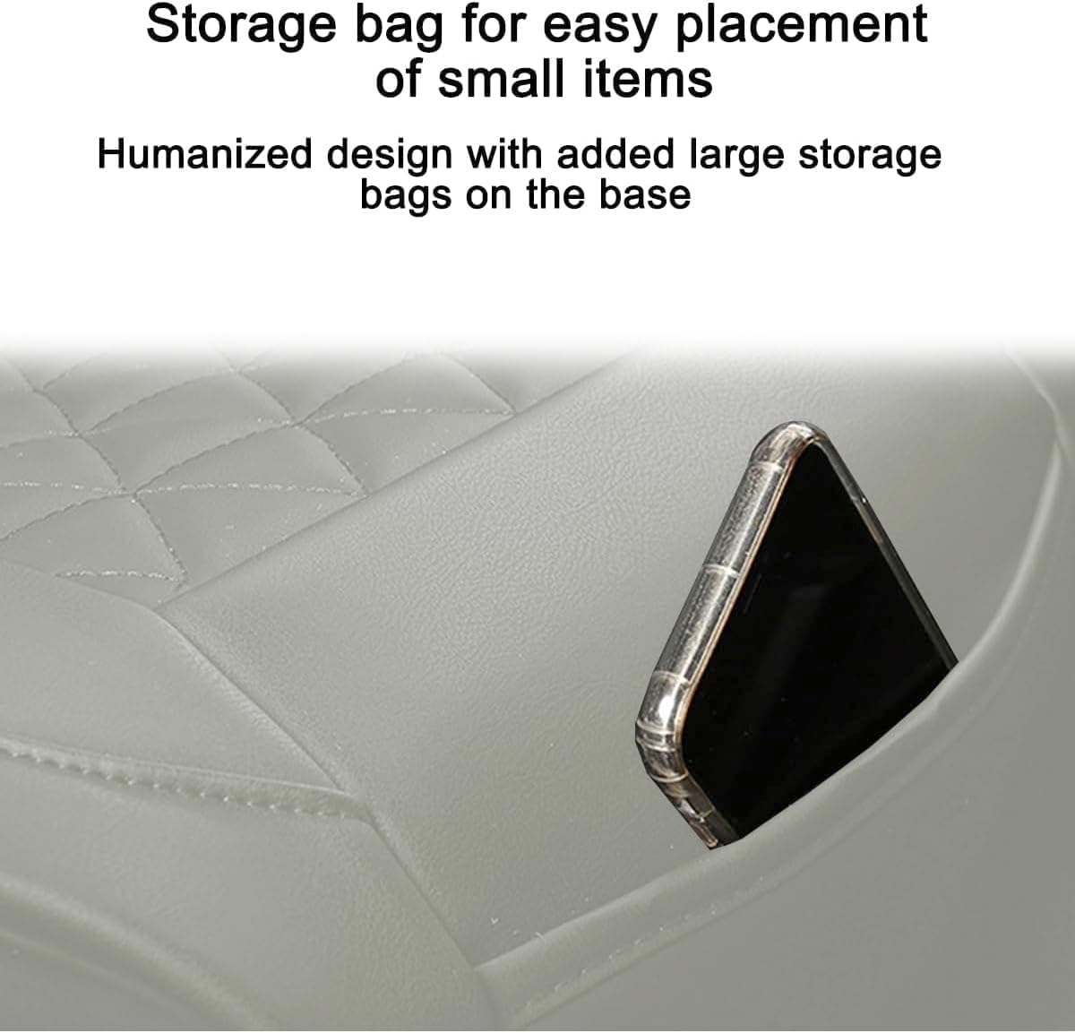 2PCS Leather Car Seat Cover, Vehicle Front Bottom Seat Protector Pad, Full Surrounded Waterproof Auto Seat Protective Cushion with Storage Pocket, Universal for SUV, Truck, Sedan（Gray）