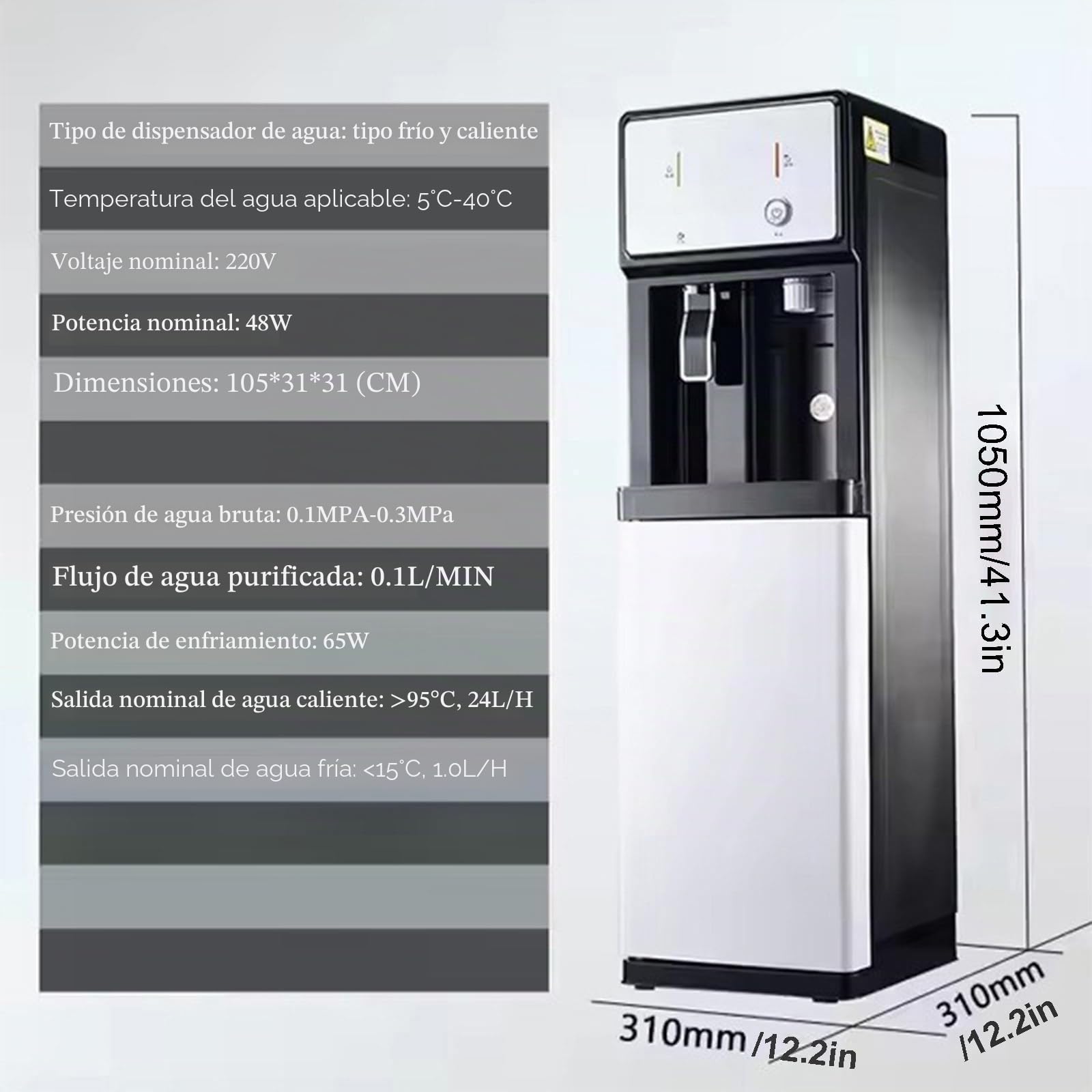 Dispensador De Agua De Carga De Unidad Independiente con Alimentación por Red, Dispensador De Agua Fría Y Caliente Hielo For Uso Doméstico Y En Pequeñas Empresas