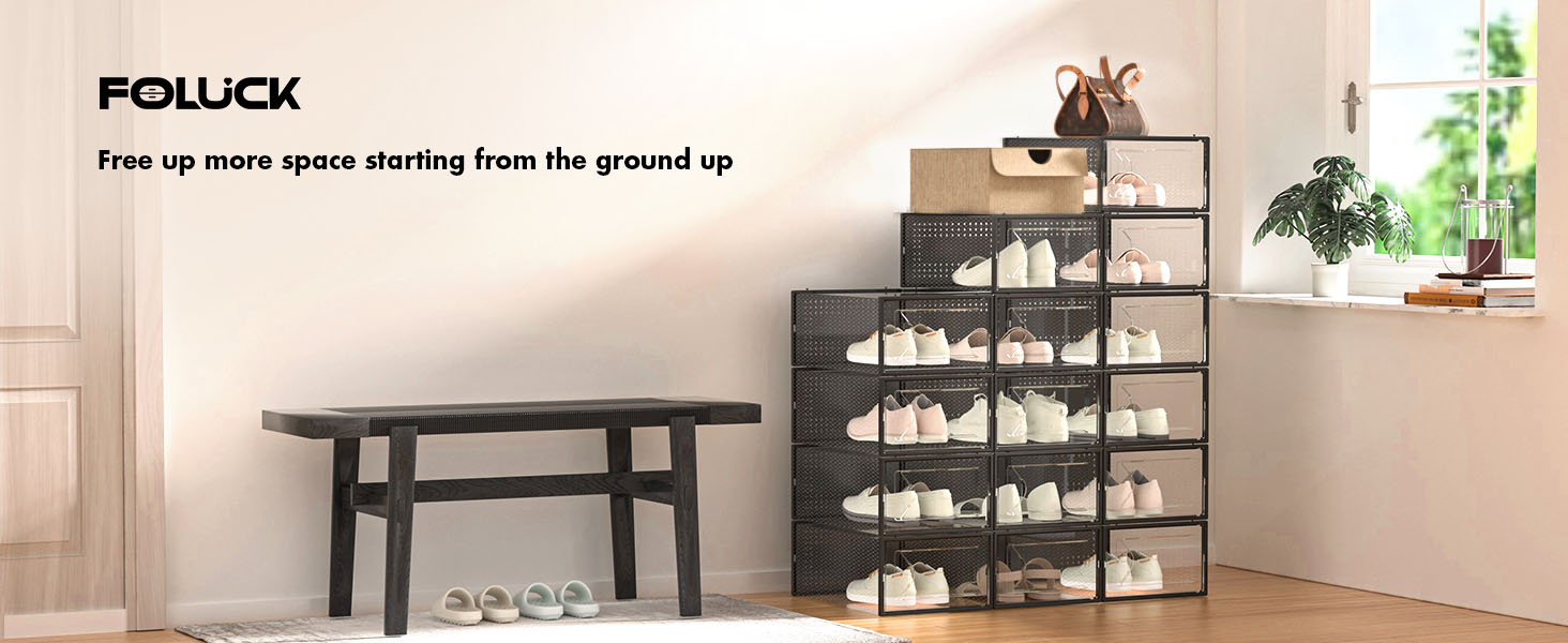 Amazon.com: Foluck Shoe Storage Box, 15 Pack Clear Plastic