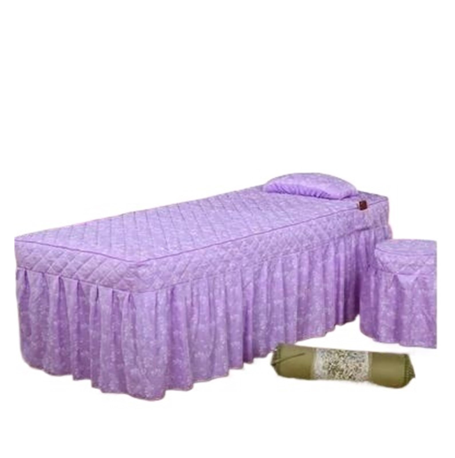 Massage Bed Sheet 2pcs Set Bed Skirt+ Pillowcase SPA Massage Table Cover Sheet Bedskirt with Hole(Color 3,70x185)