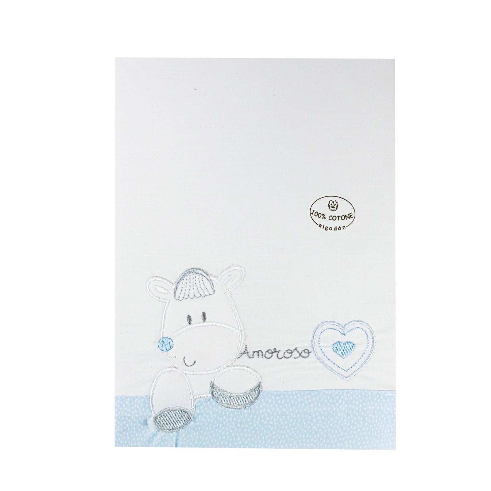 various Set Lenzuola Lettino Neonato 60x120 cm, 100% Cotone Extra Morbido, Include Lenzuolo con Angoli, Lenzuolo Sopra e Federa, Biancheria Letto Bambino Traspirante colore BCO/blu