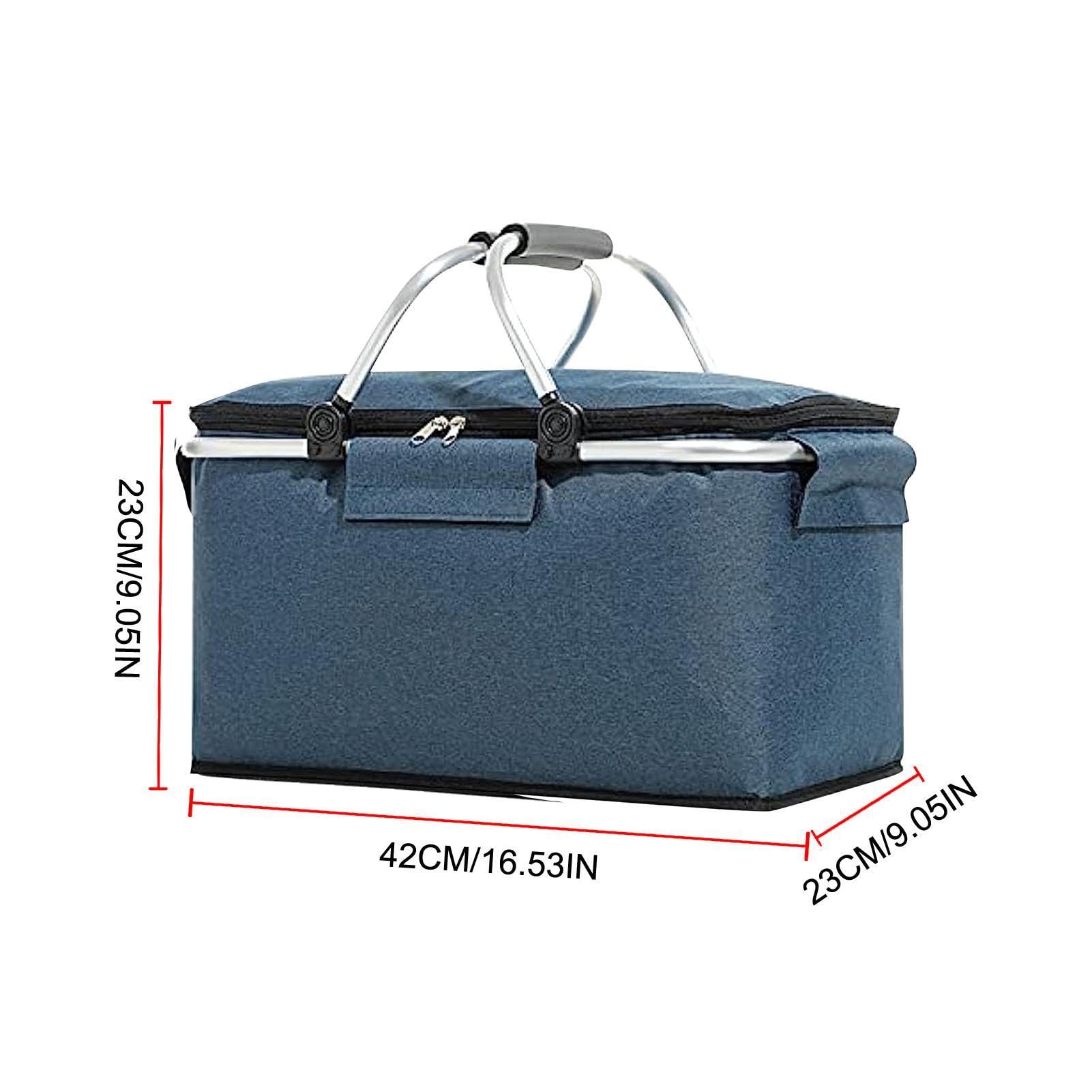 Cesta de picnic: bolsa de compras y comestibles, nevera plegable para picnic | Cesta de refrigeración portátil de 26 l, bolsa de almacenamiento con 2 asas, bolsa de mercado de almacenamiento de | picnic | Cesta de refrigeración portátil de 26 l, bolsa de