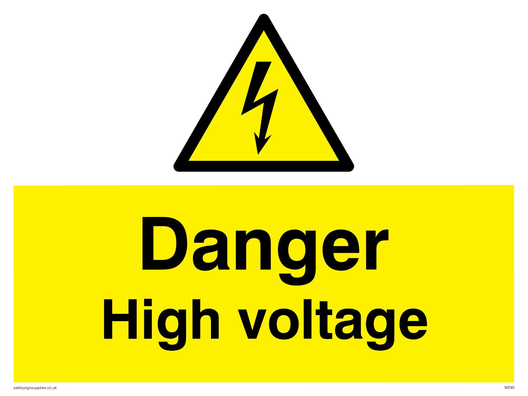 Viking Signs WE90-A3L-AC "Danger High Voltage" Sign, Aluminium Composite, 300 mm H x 400 mm W