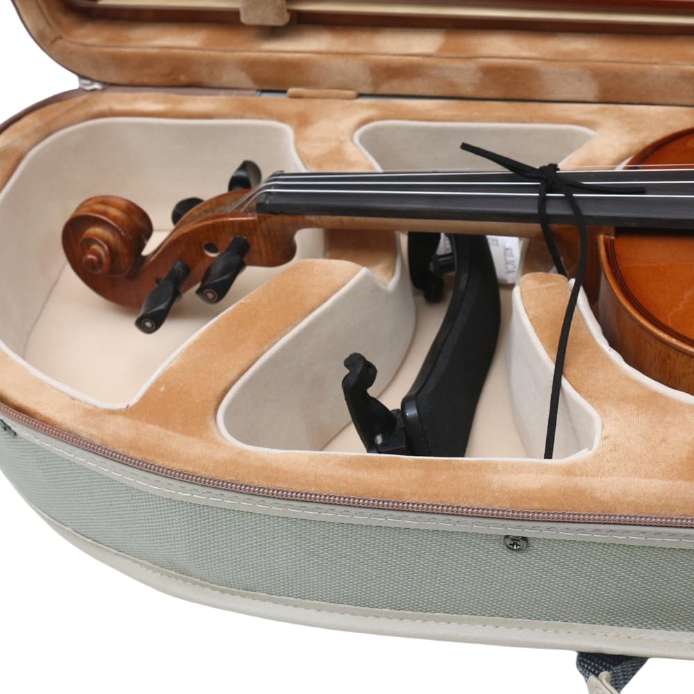 Estuche para violín 4/4 de tamaño Completo de Nailon Oxford Caja Ligera Correas de Hombro Ajustables Bolsa de violín de Viaje (Verde Guisante)